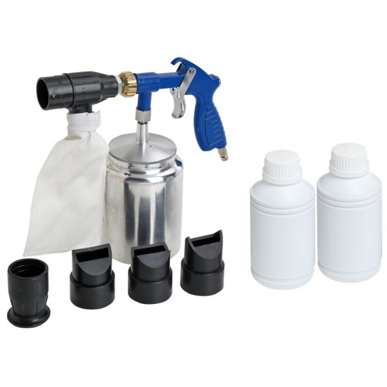COMPRESSED AIR SANDBLASTING GUN + BLASTING SAND + ACCESSORIES, KBA1097